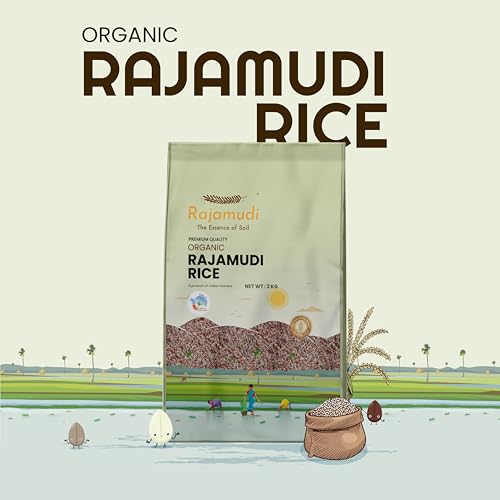 Rajamudi – Authentic Rajamudi Rice (Unpolished) 2 kg – Certified Organic | 100% Pure, Rich in antioxidants, Low GI | High Zinc | Non-GMO | Grown without Pesticides & Chemicals | Pride of Karnataka