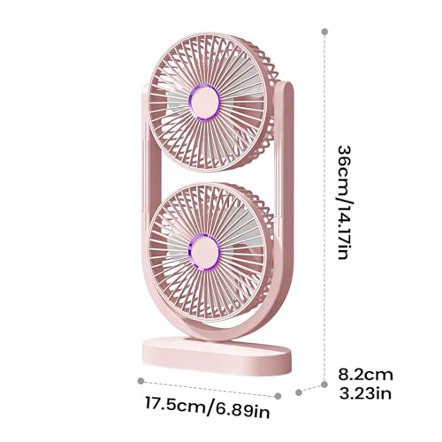 Ventilateur de table silencieux double tête fraîcheur rechargeable