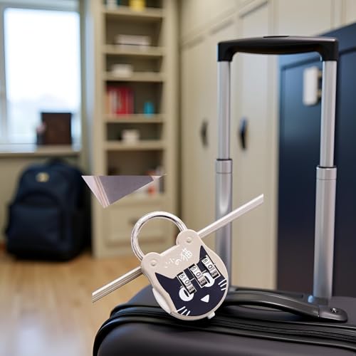 Image of Grey Cute Cat Combination Lock Travel Locks for Luggage Backpack Locks Zipper Combination Lock for Locker for Student Dormitory, Padlocks and Hasps, Combination Padlocks, Hardware