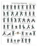 AUOQKQUT Yi Jin Jing Qigong Silk Scroll Style Art - Ancient Healing Exercises & Tai Chi Poses Canvas Painting for Acupuncture Clinic, Study Unframed,12x18inch(30x45cm)