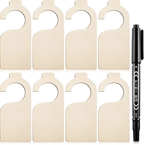 Image of Patelai 15 Pieces Blank Wooden Clothing Rack Divider Closet Blank Organizers Hanger Separators Hanging Closet Divider with Marker Pen for Home Nursery Clothes