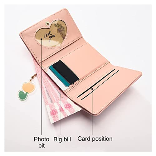 Tulip Wallet, 2023 New PU Leather Tulip Mini Wallet, RFID Blocking Trifold Small Zipper Wallet, With Credit Card Slot ID Window Women Small Wallet (B-Blue)4