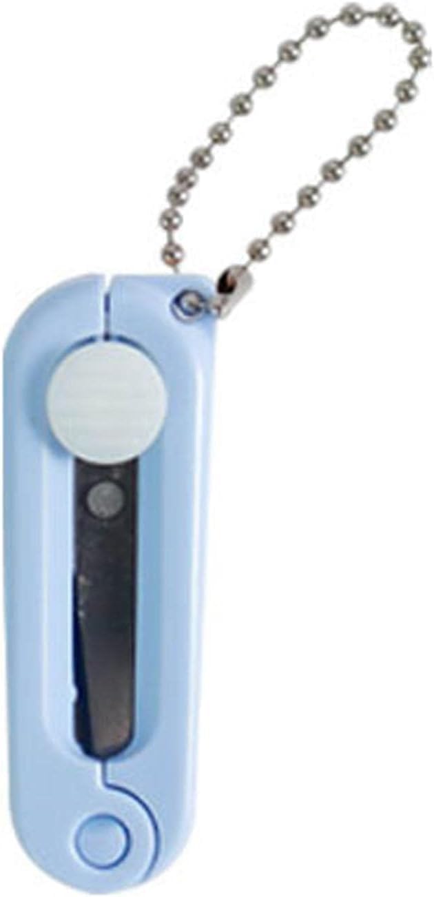 Blue Folding Scissors Safe Portable Travel Scissors Foldable Telescopic Cutter Pocket Mini Scissor with Keychain for Cutting, Scrapbooking, Crafting, Sewing,Cutting Tools, Craft Supplies