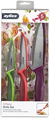 Zyliss E72404 3 Piece Knife Set | Multiple Sizes | Stainless Steel | Multicolour | 3 x Kitchen Knives With Protection Covers | Dishwasher Safe | 5 Year Guarantee