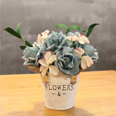 Faux fleur rose petit cercle fait à la main en seau de fer pour décoration sans entretien