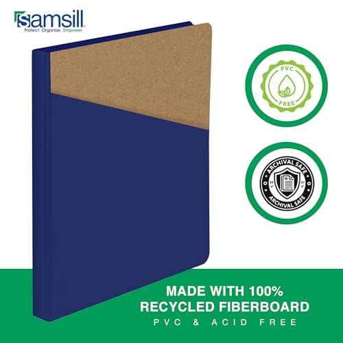 Image of Samsill Durable 0.5 Inch Binder, D Ring Binder, Customizable Clear View Cover, Dark Blue, Holds 125 Pages