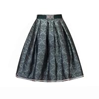 Dirndlparty Trachtenrock Damen Knielang, Trachtenrock Grün Trachten Rock Damen Midi 65CM Dirndl Röcke Oktoberfest Größe 36