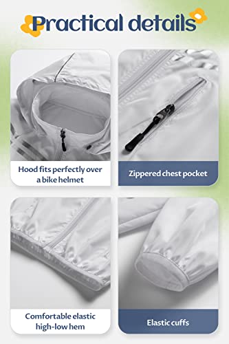 Image of CREATMO US Boys Girls Rain Coat Kids Reflective Cycling Jacket Waterproof Packable Children Windbreaker With Removable Hood