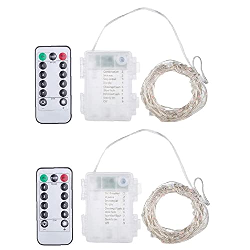 Snaar licht waterdichte afstandsbediening 10m 100 LED Cooper draad fairy lamp (geen batterij) 2 stks blauw - Image 5