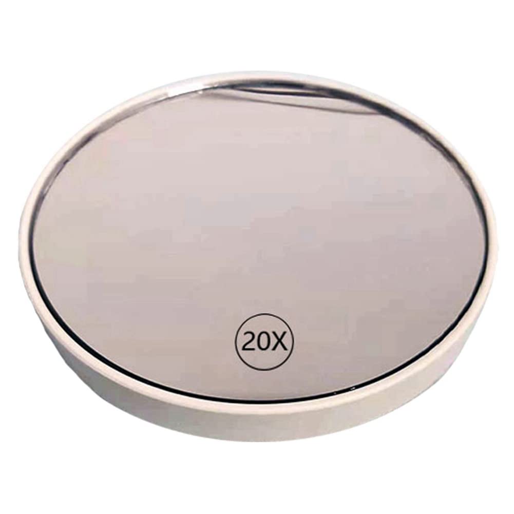 Haptufer Espejo de Aumento Antivaho para Maquillaje con Ventosa Espejo de Tocador 20X Espejo de Aumento Manual para Maquillaje con Manejar,