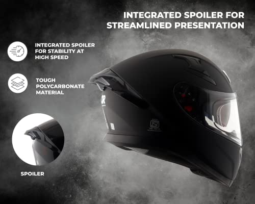 Image of Axor Apex Solid ISI ECE DOT Certified Matt Black Full Face Dual Visor Helmet for Men and Women with Pinlock Fitted Outer Clear Visor and Inner Smoke Sun Visor Dull Black(XL)