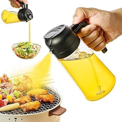Image of Olive Oil Sprayer for Cooking, Glass Dispenser Bottle Spray Mister, Refillable Food Grade Vinegar Spritzer Sprayer for Air Fryer, Salad, Baking, Grilling, Frying (500ML Oil Sprayer)