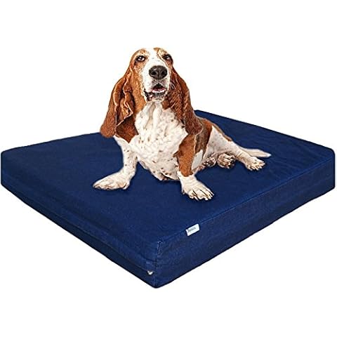 Dogbed4less Premium Orthopedic Memory Foam Dog Bed for Medium to Large Dogs, Waterproof Liner with Durable Denim Cover and Extra Cover, Fit 42X28 Crate Cover