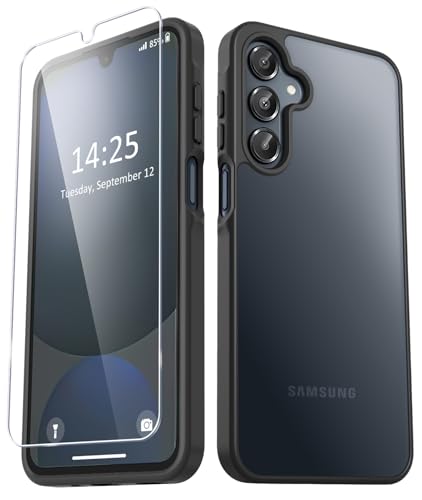 YENAPOON for Samsung Galaxy A16 5G Case, Matte Phone Case with 1 Screen Protector, Frosted Translucent Back, Slim Shockproof Protective Cover, Black