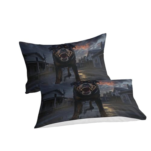 Linge de lit imprimé chien Rowena 3D avec housse de couette microfibre super douce