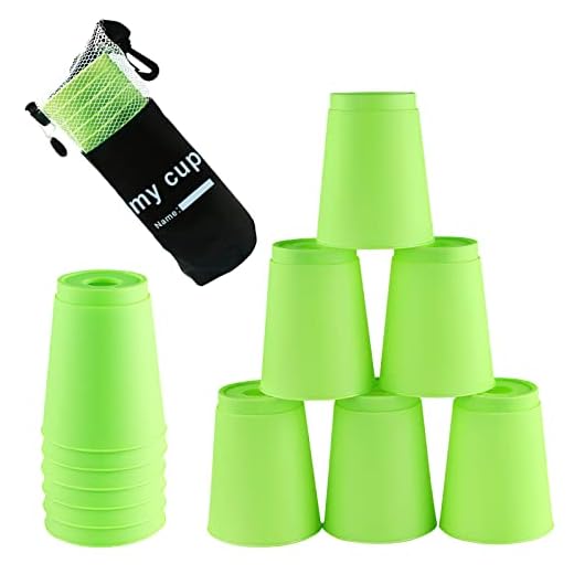 12 Stück Stacks Cups, ZoneYan Sport Stacking, Sport Stacking Set, Dosenwerfen Kinder, Wurfspiel Kinder, Party Speed Challenge-Spiel, Spiele im Freien, Grün