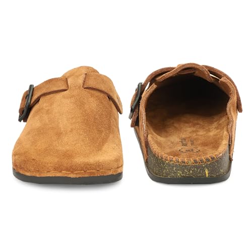 Image of Premium Orthopedic Suede Leather Mules, Lightweight Slip-On Design with Anti-Skid Sole, Cushioned Footbed, Pain-Free Comfort for Indoor Outdoor Use