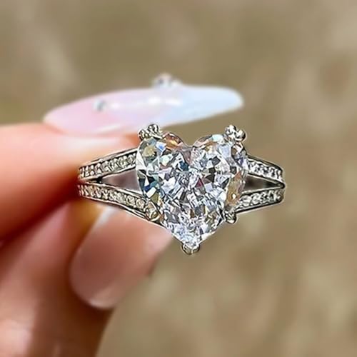 White Gold Plated Heart-shaped Cubic Zirconia Elegant Double-layer Engagement Rings Wedding Bridal Band Promise Rings Evening Parties Anniversary Valentine's Day Gifts Eternity Bands for Women2