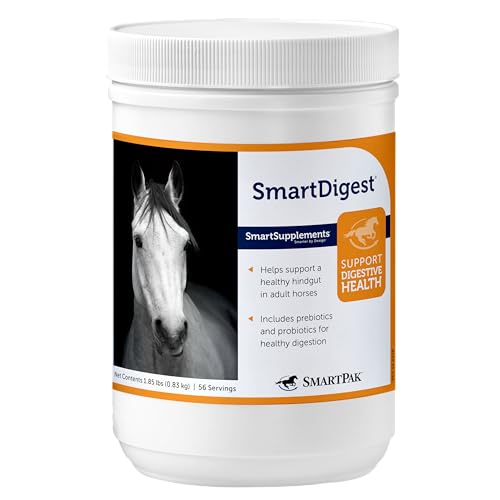 SmartEquine SmartDigest Digestive Health Supplement for Horses | Encourages Healthy Digestion Through Probiotics and Prebiotics | 56 Servings | 1.85 lb Bucket