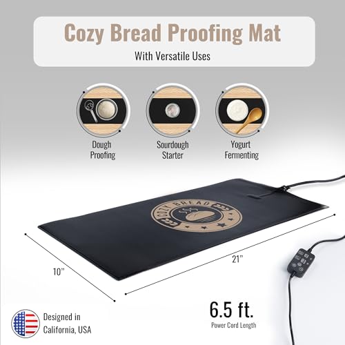 Cozy Bread® Sourdough Bread Proofing Mat for Home Bakers | USA Brand | Thermostat Controlled Bread Proofer (10" x 21") | Dough Riser Heating Mat image 3