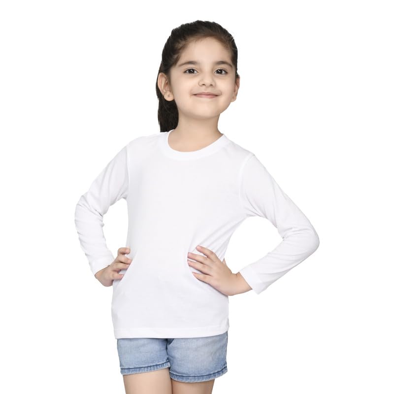 NusylGirls Girls white solid color tshirt T-Shirt (pack of 1)