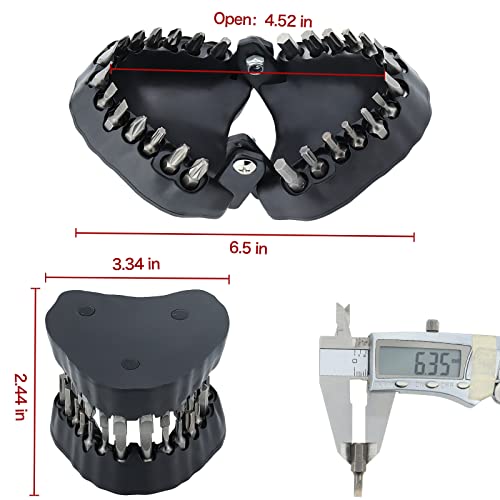 Denture Drill Bit Holder Magnetic Base Organizer Screwdriver Accessories Set With 28Pcs 1/4 Inch Bit For Christmas/Halloween/Thanksgiving（Black） #TOP7