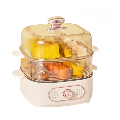 FYDN 電気蒸し器、蒸し鍋、卵調理器、朝食マシン、多層調理、多機能、食品グレード素材、大容量10.5L、ロータリースイッチ、使いやすい、高温保護、透明カバー、断熱ハンドル、家庭用、朝食、レストランに最適 (ステンレス製蒸しスライス)