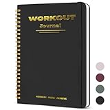 Guirnd Undated Fitness Workout Journal for Men & Women, A5(8.5' x 6.7') Fitness Journal Workout Planner, Workout Log Book Planner for Tracking, Motivating, and Achieving Your Fitness Goals - Black
