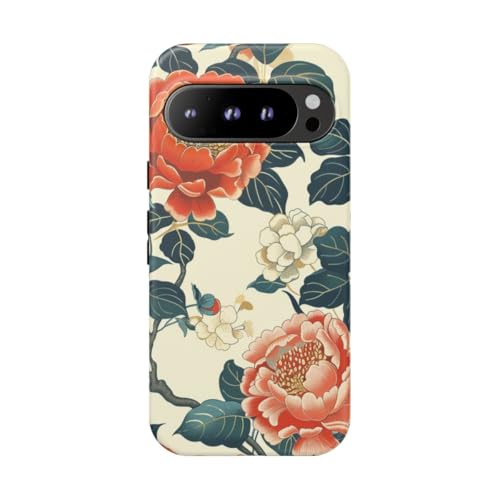 Coque résistante Google Pixel 9 Pro fleurs pivoines