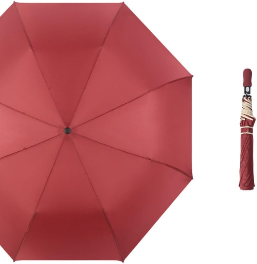 Portable Umbrella for Travel Folding Umbrellas Manual 8-Bone Solid Color Two-fold Umbrella for Men and Women, Both Sunny and Rainy Umbrella Outdoor(Black)