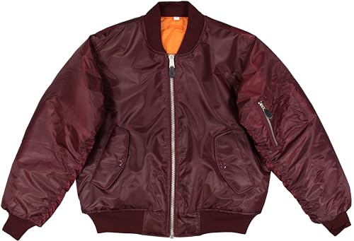 Army Universe MA-1 Air Force Military Bomber Flight Jacket (Maroon, Size Large - Chest 41