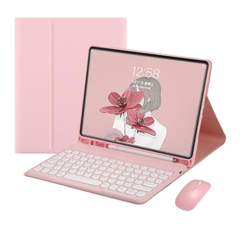 Funda de piel con tapa y teclado integrado rosa para iPad Air 4 y 5 de 10.9"