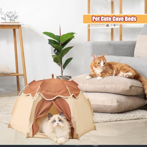 Gigreinc Cat Tent for Indoor, Indoor Dog House,Kitten Tent Suitable for Samll Dogs,Pet Cute Cave Nest Dog Houses(Beige, Medium) - Image 4