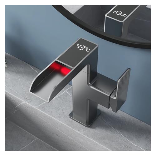 Grifo de lavabo cascada con luz LED y control de temperatura digital 7