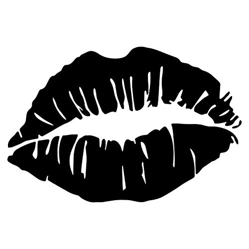 Image of Lips Kiss Mouth Vinyl Decal Sticker Car Window Bumper Die Cut 5.5-Inches Premium Quality UV Resistant No Background (5.5-Inches, Black) JMM0297BLK5