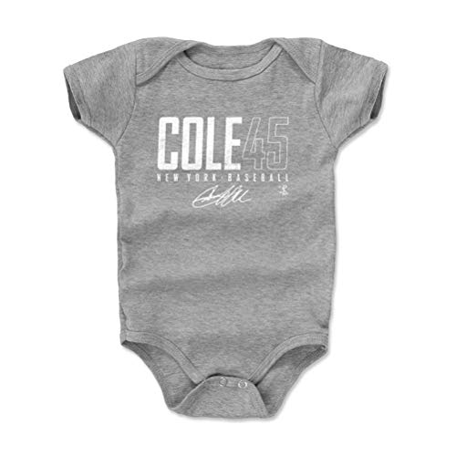 500 LEVEL Gerrit Cole New York Baby Infant One Piece Bodysuit (3-6 Months, Heather Gray) - Gerrit Cole New York Y Elite WHT