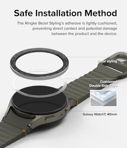 Image of Ringke Bezel Styling & Glass Compatible with Samsung Galaxy Watch 7 40mm [Combo] Anti-Scratch Stainless Steel Frame Ring Cover with HD Clear Tempered Glass Screen Protector - 40-98 (ST) Black