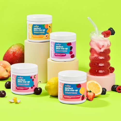 Image of Wellah Perfect Pick-Me-Up (Black Cherry) 30 Servings, Water Enhancer | Energy Boost Drink Mix with Caffeine & L-Theanine