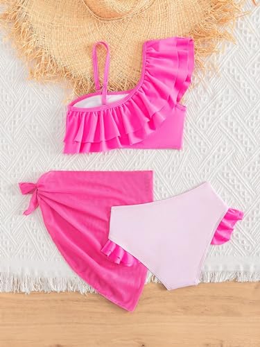 WDIRARA Girl's 3 Piece Swimsuit Cute Animal Print Bikini Set Layered Ruffle Bathing Suit with Beach Skirt2