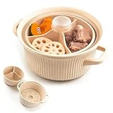 42oz Microwave Steamer for Vegetables - 3 Compartment Vegetable Steamer, 4 in 1 Large Pot with Handle & Lid, Food Grade, Oven/Dishwasher Safe, Easy Various Foods