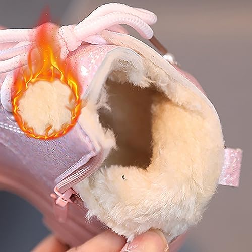 Girls Winter Glitter Ankle Boots Zipper Round Toe Chelsea Platform Elastic Short Booties Kids Comfortable Slip on Lug Sole Chelsea Booties for Toddler Little Kid Big Kids3