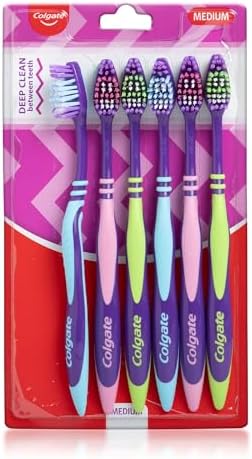 Colgate ZigZag Toothbrush Set of 6 |Medium Bristles| Deep Clean(Multicolor)