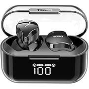 TOZO Crystal Buds Bluetooth 5.3 True Wireless Stereo Earphones IPX8 Waterproof In Ear Headset Call Noise Reduction Headphones With Digital Display And Transparent Case Long Standby Earbuds Black