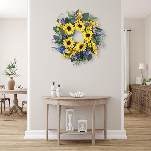 Couronne de tournesols artificiels de qualité supérieure pour intérieur et extérieur - 6