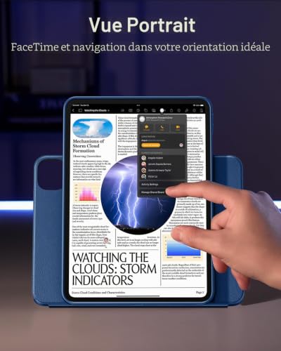 Coque iPad Pro 11 M5/M4 ESR avec support magnétique amovible multi-angles bleu - 5