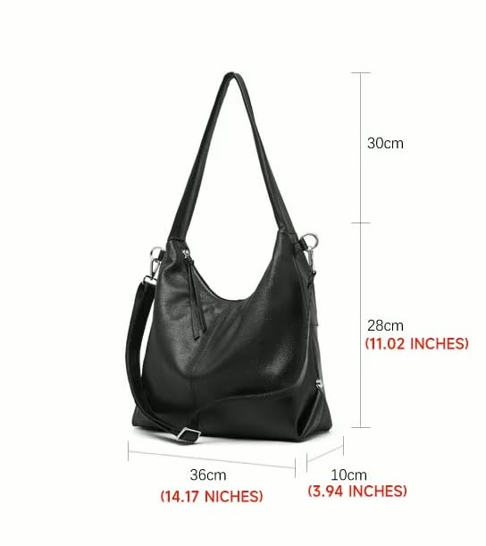 Image of Genuine Leather Hobo Handbag, Sadle Handle Shoulder Bag for Women, Trendy Designer Hobo Tote Handbag,