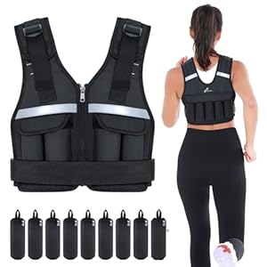 Sportneer Adjustable Weight Vest 1kg to 8kg, 9-in-1 Quickly Adjustable Running Vest for Men and Women, Strength Training, Calisthenics and Gym, Weight Vest
