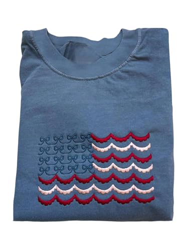 Image of RoseSeek Women's Cute Embroidered Tops Crew Neck Short Sleeve T Shirts Casual Going Out Tops