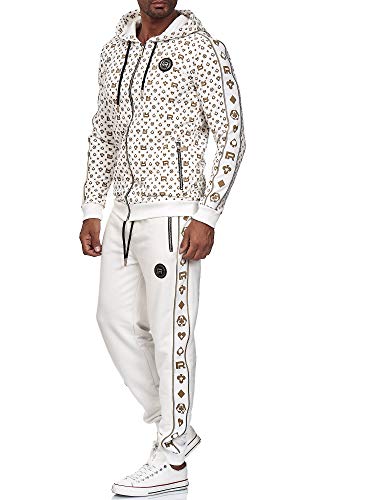 Combinaison de Jogging pour Homme Survêtement Ensemble de Sport Blanc XXL