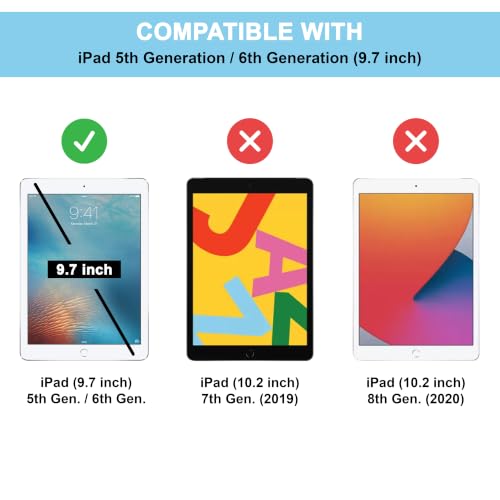 Image of CEDO Smart Case for iPad 5 (5th Gen) / iPad 6 (6th Gen) 9.7 in Tri-Fold Flip Folio Cover | Pencil Holder | Auto Wake-Up /Sleep Mode | Multi View Angles Stand TPU Backcover (Black)